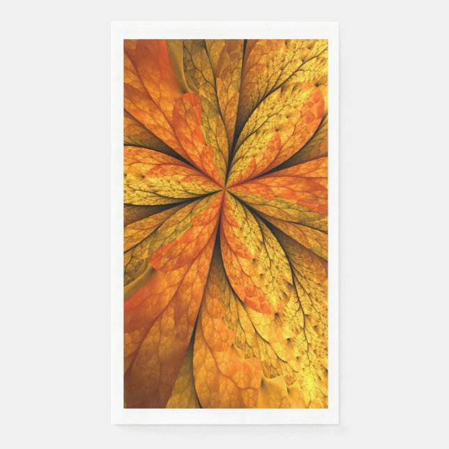 Servilleta De Papel Autumn Plant, Modern Abstract Fractal Art Leaf (Anverso)