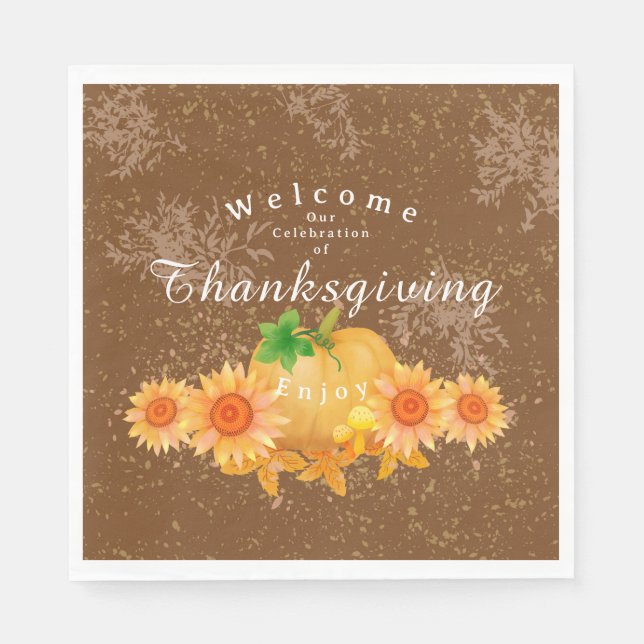 Servilleta De Papel Autumn Pumpkin Brown (Anverso)