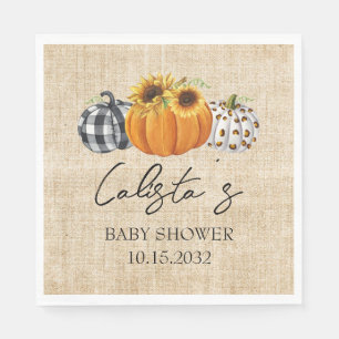 Servilleta De Papel Autumn Pumpkin Sunflower Burlap Baby Shower