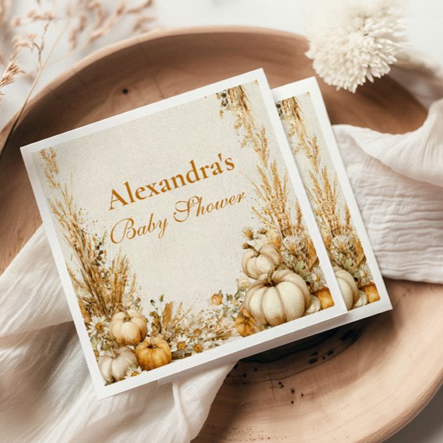 Servilleta De Papel Autumn Rustic Pumpkin Baby Shower (Subido por el creador)
