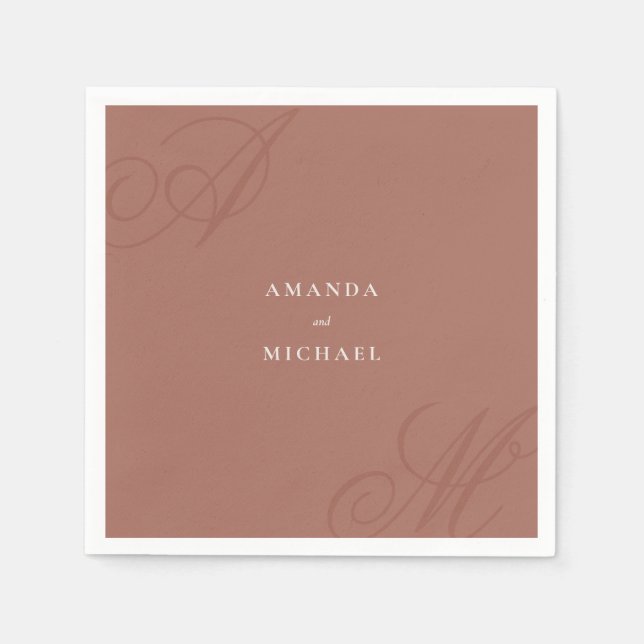 Servilleta De Papel Autumn Terracotta Modern Edge Elegant Monograma (Anverso)