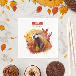 Servilleta De Papel Autumn vibes Badger - Fiesta de cumpleaños -
