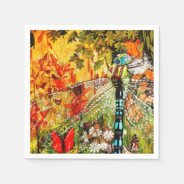 Servilleta De Papel Autumn Wild Forest Dragon Fly (Anverso)