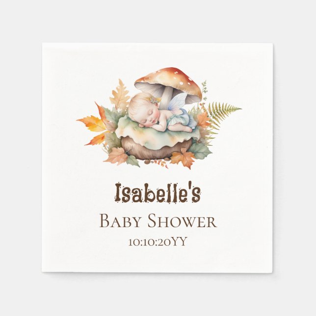 Servilleta De Papel Autumn Woodland Fairy Baby Shower (Anverso)