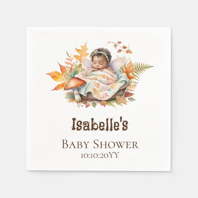 Servilleta De Papel Autumn Woodland Fairy Baby Shower (Anverso)