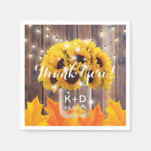 Servilleta De Papel Autumt Sunflower Jar String ilumina a un Boda ruso