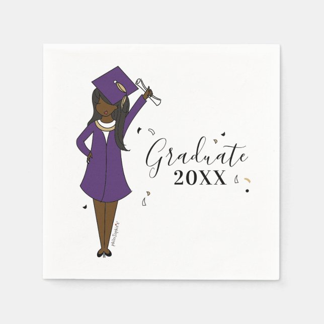Servilleta De Papel Avatar Chica personalizable | Graduación en la esc (Anverso)