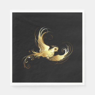 Servilleta De Papel Ave dorada sobre fondo negro