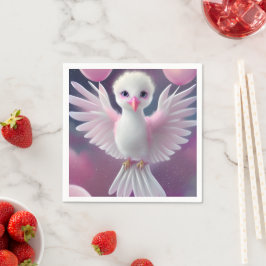 Servilleta De Papel Ave dulce blanco y rosa