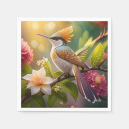Servilleta De Papel Ave Fantasy de Honeyeater con cresta dorada
