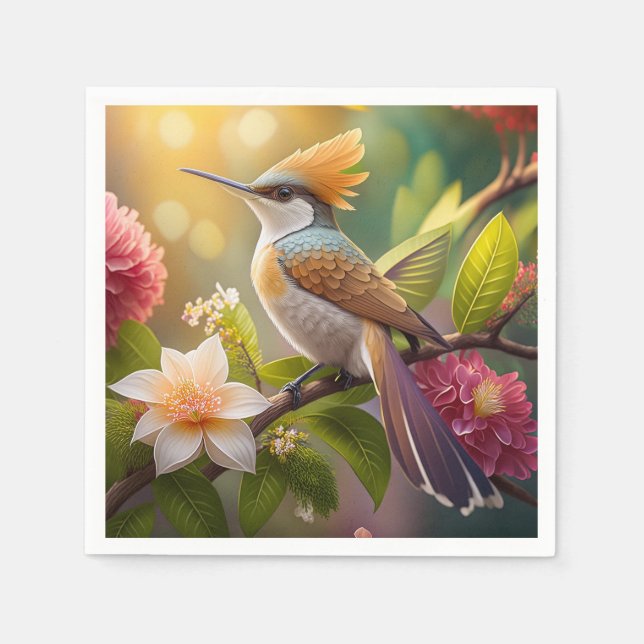 Servilleta De Papel Ave Fantasy de Honeyeater con cresta dorada (Anverso)