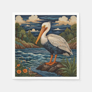 Servilleta De Papel Ave marina blanca vintage gaviota pelícano