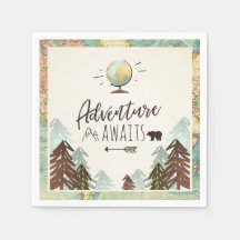 Aventura a la espera del viaje de Napkin de papel