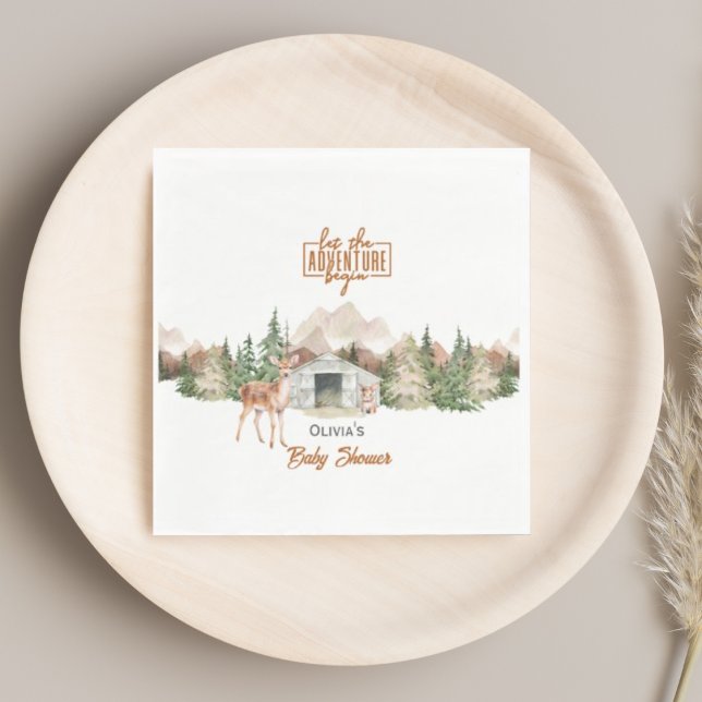 Servilleta De Papel Aventura a la montaña Naranja quemada Baby Shower (Subido por el creador)