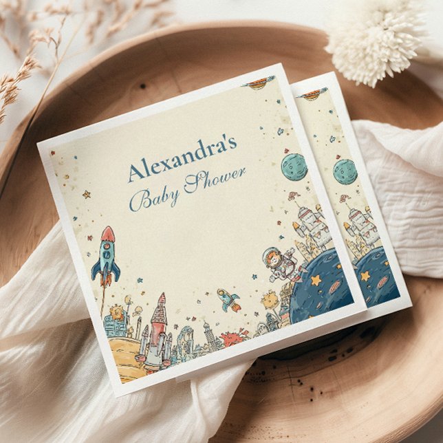 Servilleta De Papel Aventura al espacio ultraterrestre Baby Shower (Subido por el creador)