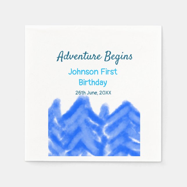 Servilleta De Papel Aventura azul Aqua empieza la primera montaña de c (Anverso)