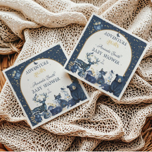 Servilleta De Papel Aventura de animales lindos en el cielo nocturno B