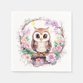 Servilleta De Papel Aventura de Lechuza Rosada Bebé Ducha