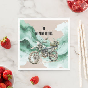 Servilleta De Papel Aventura en motocicleta verde crema