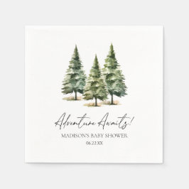Servilleta De Papel ¡Aventura espera! Baby Shower de Winter Pine Trees