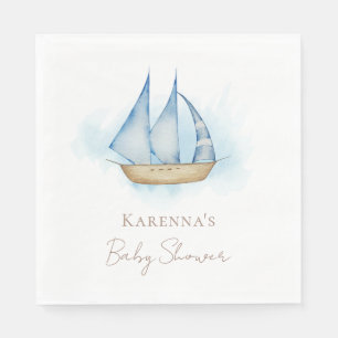 Servilleta De Papel Aventura Nautica Blancas Baby Shower Napkins