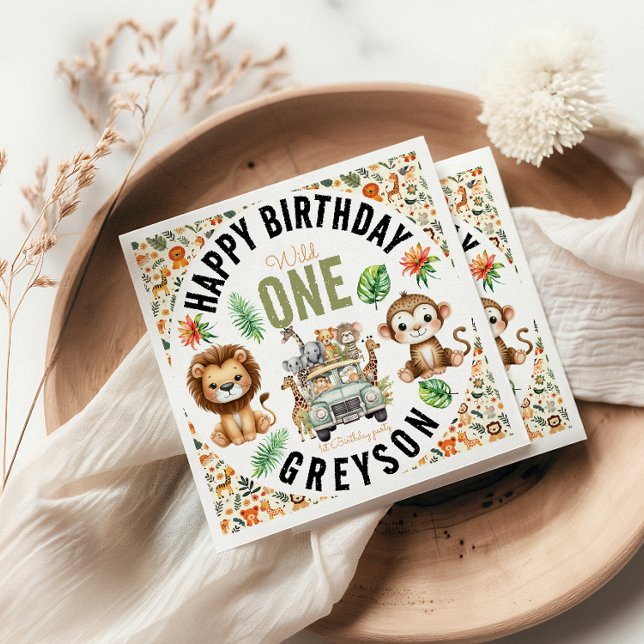 Servilleta De Papel Aventura salvaje de una jungla 1er cumpleaños (Subido por el creador)