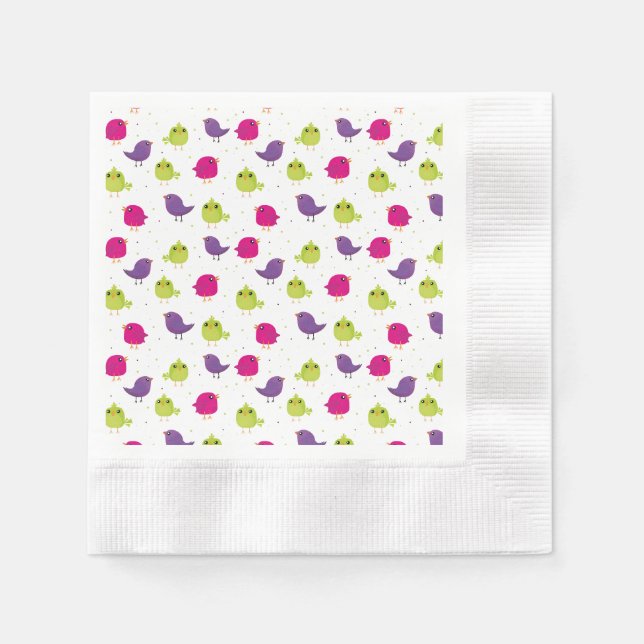 Servilleta De Papel Aves alegres y coloridas (Anverso)