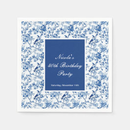 Servilleta De Papel Aves azules y flores Chinoiserie Cumpleaños