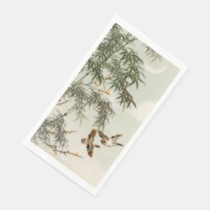 Servilleta De Papel Aves Bambú Vintage asiático japonés