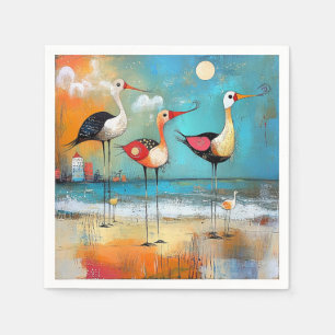 Servilleta De Papel Aves cortas, ilustracion caprichoso,