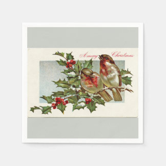 Servilleta De Papel Aves de época y Navidades grises holgados