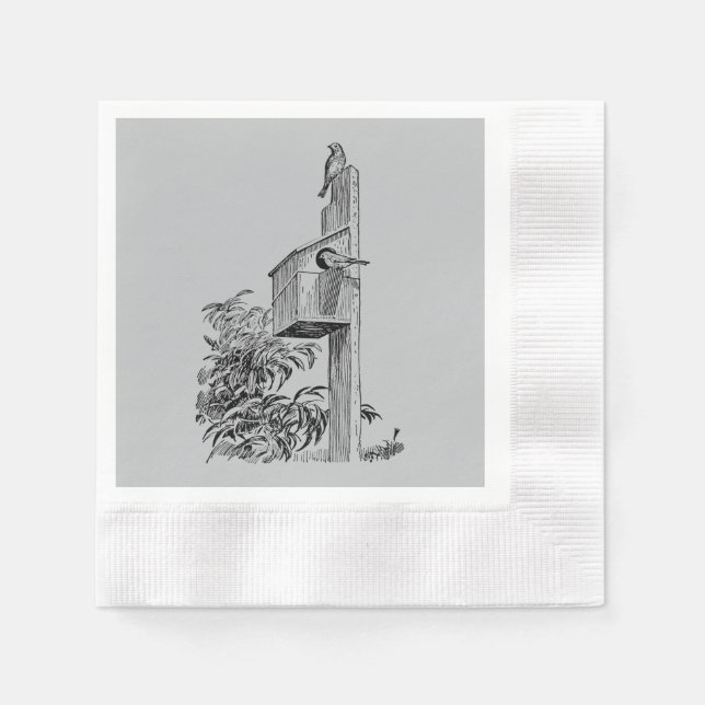 Servilleta De Papel Aves de época y plata de hogar (Anverso)