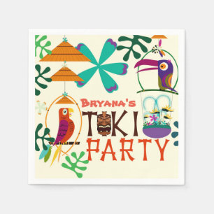Servilleta De Papel Aves de Tiki Personalizado de Luau Vintage Birday