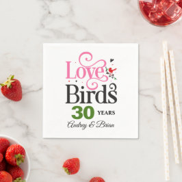 Servilleta De Papel Aves del Amor Personalizadas 30 Aniversario