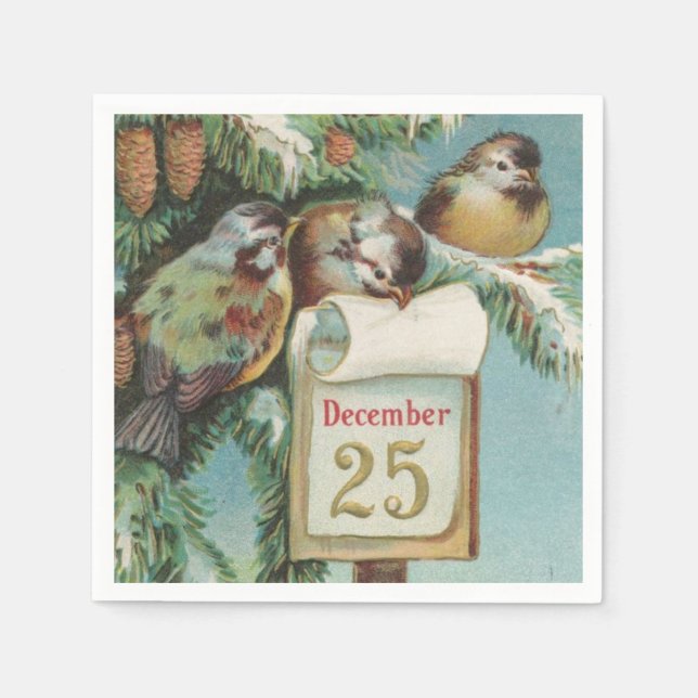 Servilleta De Papel Aves el 25 de diciembre (Anverso)
