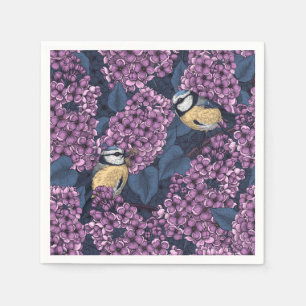 Servilleta De Papel Aves en un jardín lila violeta