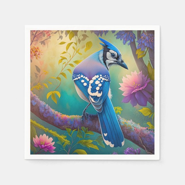 Servilleta De Papel Aves fantásticas Jay azul (Anverso)
