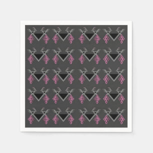 Servilleta De Papel Aves grises y rosas en el ornamento de Kilim en el