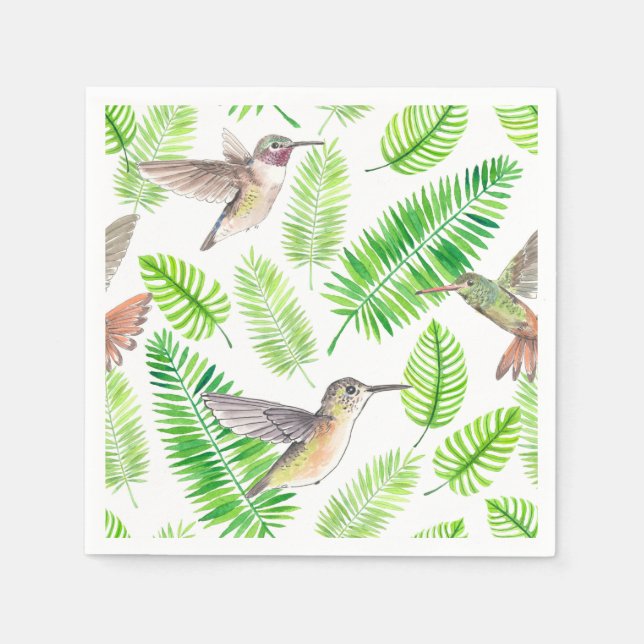 Servilleta De Papel Aves húmedas y hojas tropicales (Anverso)