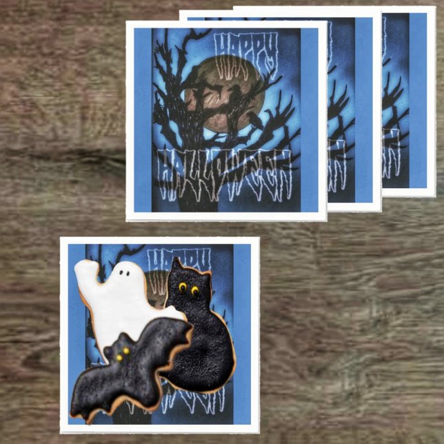 Servilleta De Papel Aves nocturnas vigiladas (Throw a Halloween party, with these eery, paper napkins, it would be a hit!)