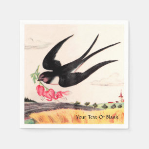 Servilleta De Papel Aves Voladoras Con Flores