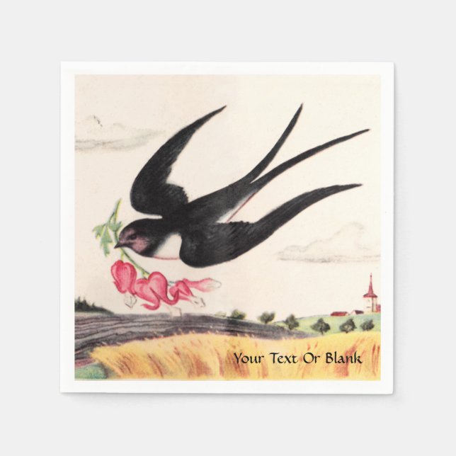 Servilleta De Papel Aves Voladoras Con Flores (Anverso)