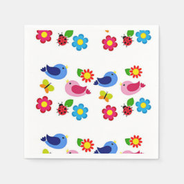 Servilleta De Papel Aves y flores en primavera