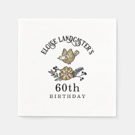 Servilleta De Papel Aves y flores pequeñas Cumpleaños personalizado
