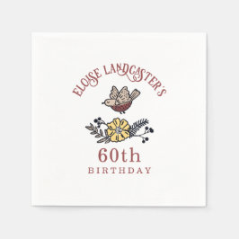 Servilleta De Papel Aves y flores pequeñas Cumpleaños personalizado