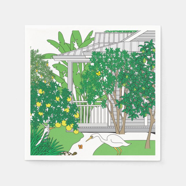 Servilleta De Papel Aves y plantas tropicales (Anverso)