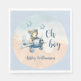 Servilleta De Papel Aviador de oseos de Teddy Oh Boy Baby Shower