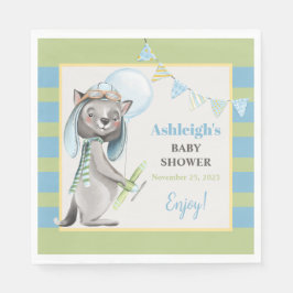 Servilleta De Papel Aviador Wolf, Baby Shower a rayas