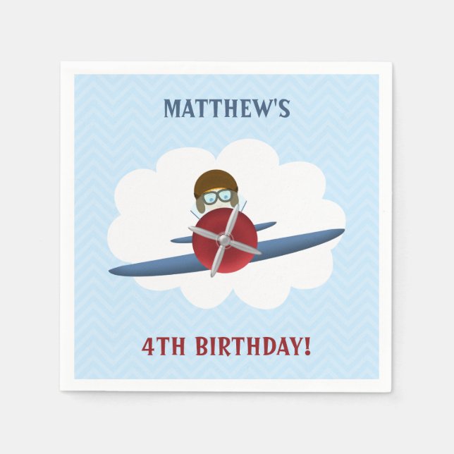 Servilleta De Papel Aviador y su avión (Anverso)