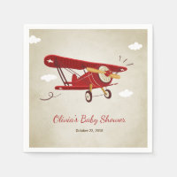 Avión Baby Shower Napkin Adventure Travel Plane